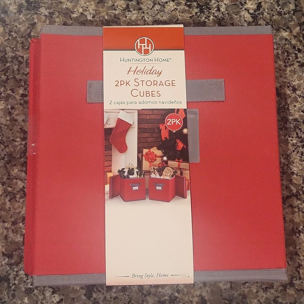 Huntington Home 2 Pack STORAGE CUBES red w/ cover new w/ tags 10.5